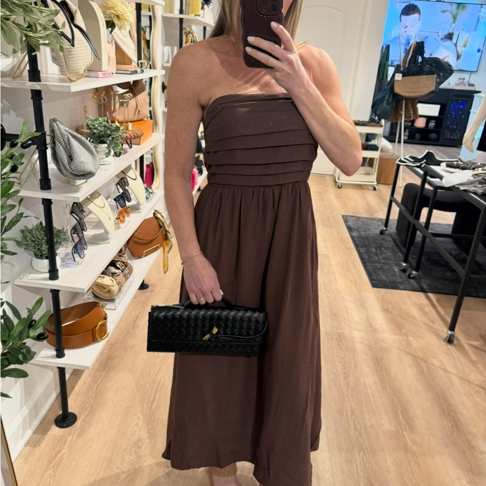 Chic Strapless Brown Dress